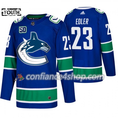 Adidas Maillot de Hockey Vancouver Canucks Alexander Edler 23 50th Anniversary Adidas 2019-20 Bleu Authentic - Enfant